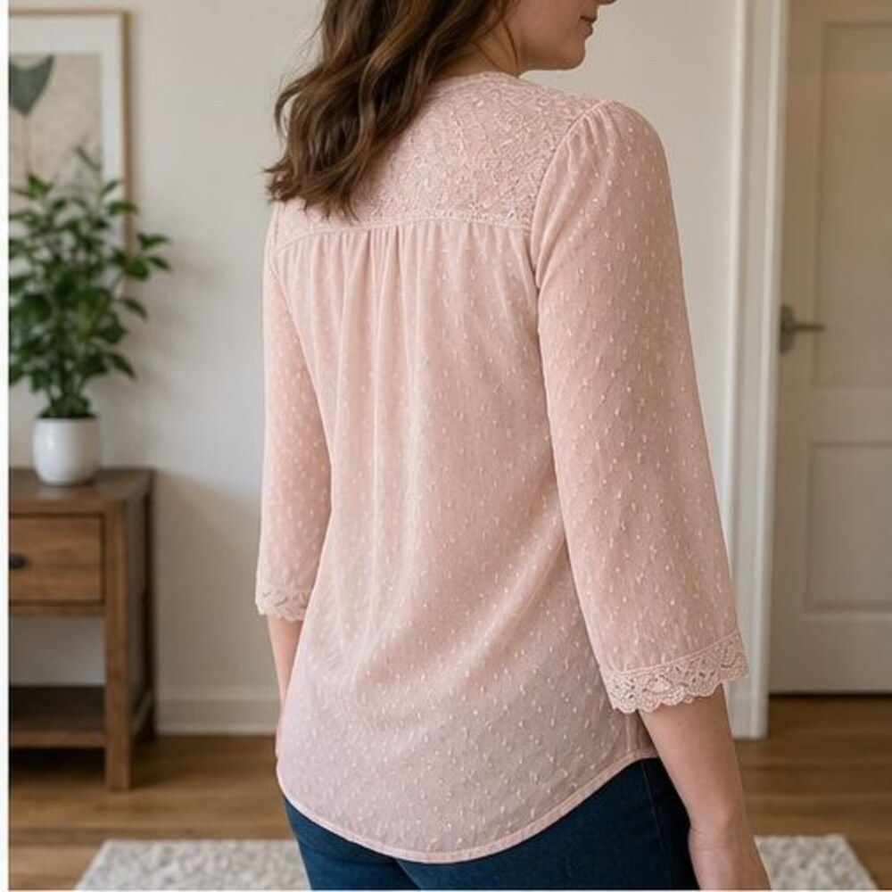 Blush Lace Trim Top - Picture 3 of 6